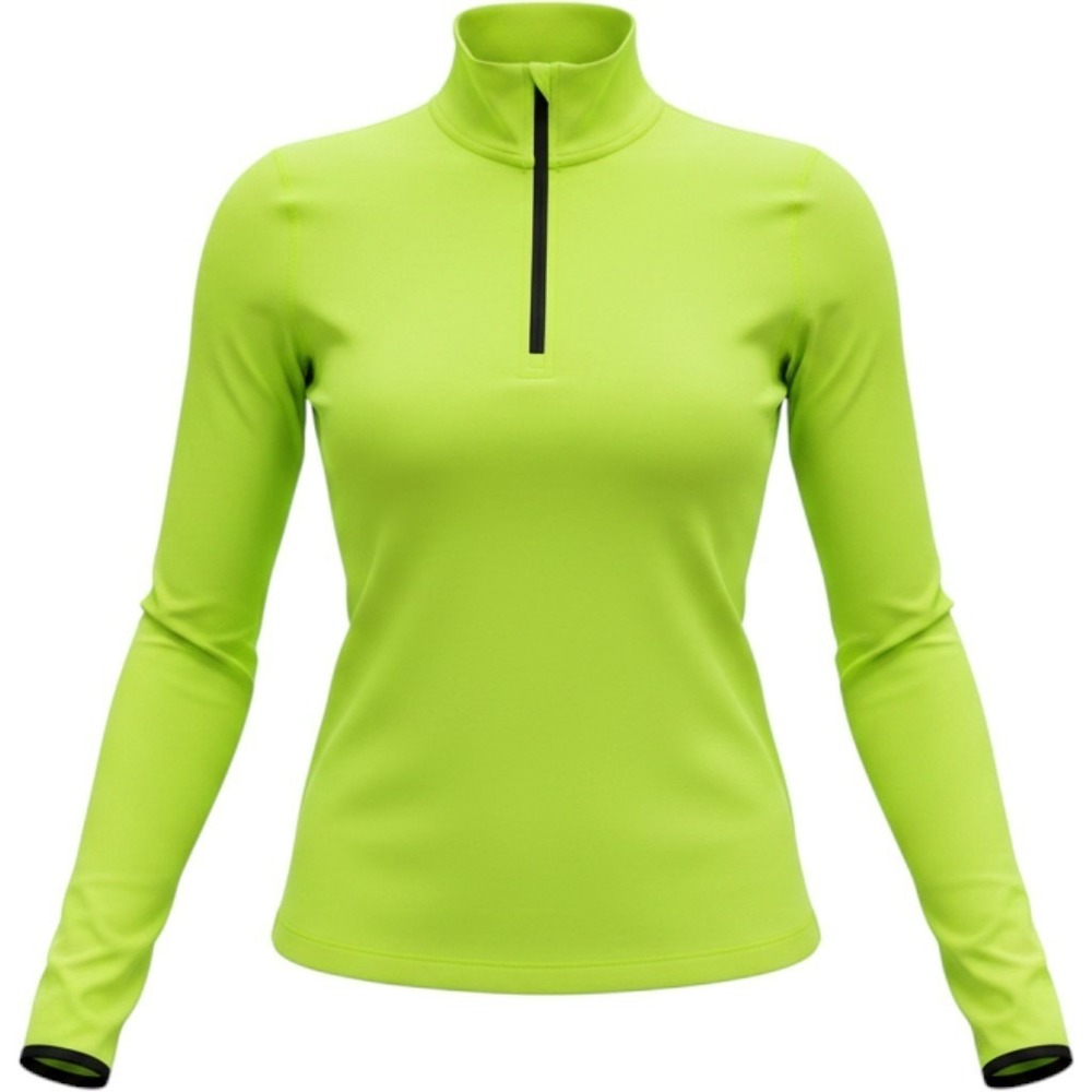 Nikeâ Quarter Zip Pullover Womens Small Neon Yellow Excellent Dri-Fit Thumbhole